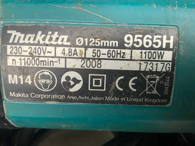 Makita 9565h haakse slijpmachine - afbeelding 3 van  3