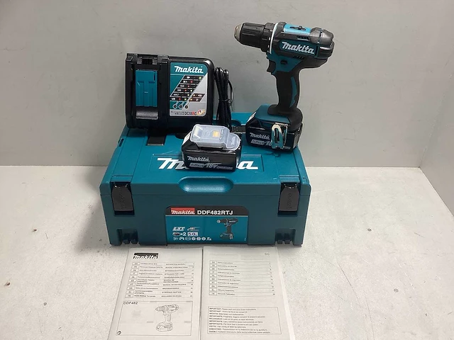 Makita ddf482rtj 18v li-ion accu boor-/schroefmachine set (2x5ah) accu in mbox - afbeelding 1 van  3