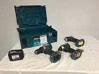 Makita gereedschapset, schroefmachine, slagschroevendraaier, lamp - afbeelding 1 van  6
