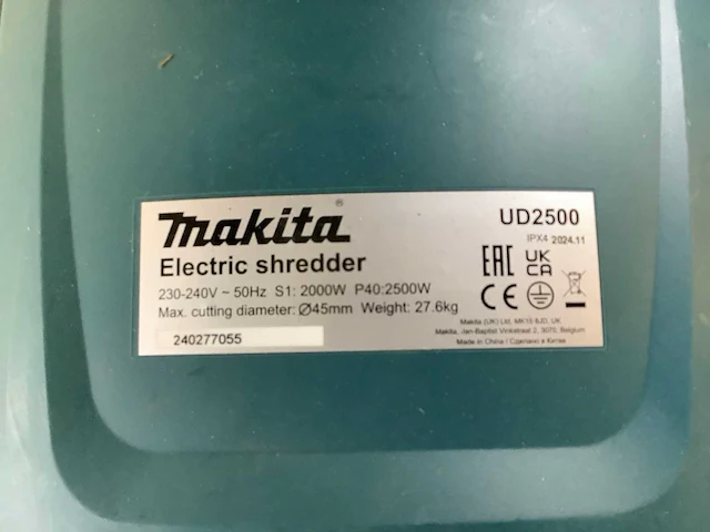 Makita makita hakselaar ud2500 tuinhakselaar - afbeelding 2 van  10