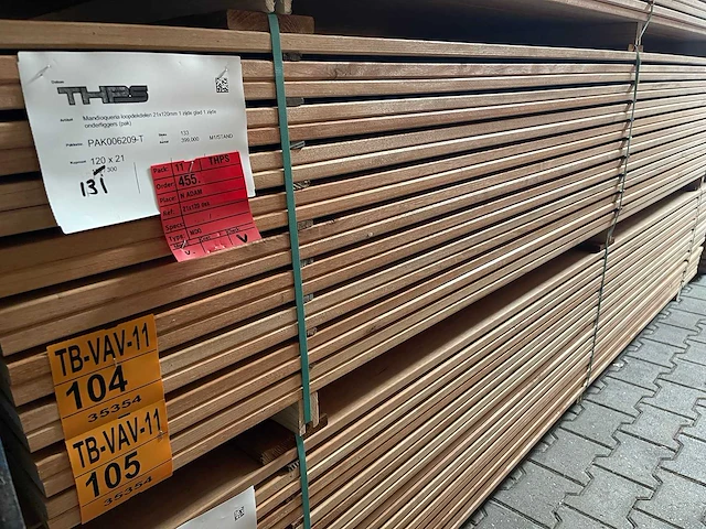 Mandioqueira vlonderplanken 3000x120x21mm (65x) - afbeelding 4 van  4