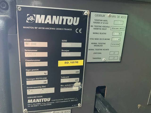 Manitou - 2010 - mrt 1840 turbo - verreiker - afbeelding 68 van  70