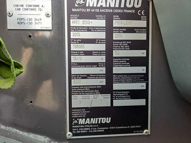 Manitou - 2015 - mrt 2150+ privilege 2015 - verreiker - afbeelding 20 van  37