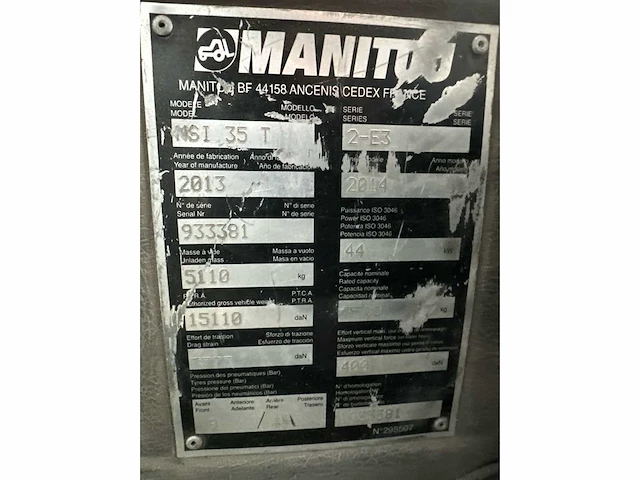 Manitou - msi 35 t - forklift trucks - 2013 - afbeelding 3 van  21