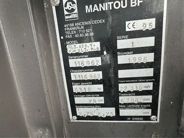 Manitou mlt 628t verreiker - afbeelding 10 van  18