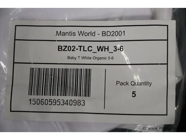 Mantis world bd 2001 - wit t-shirt - 3-6mnd - aantal 3 stuks - afbeelding 3 van  3