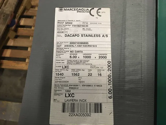 Marcegaglia aisi304l stainless steel sheet (16x) - afbeelding 3 van  7