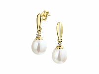 Marie celeste oorhangers parel en zirkonia 7.5 goud - afbeelding 1 van  3