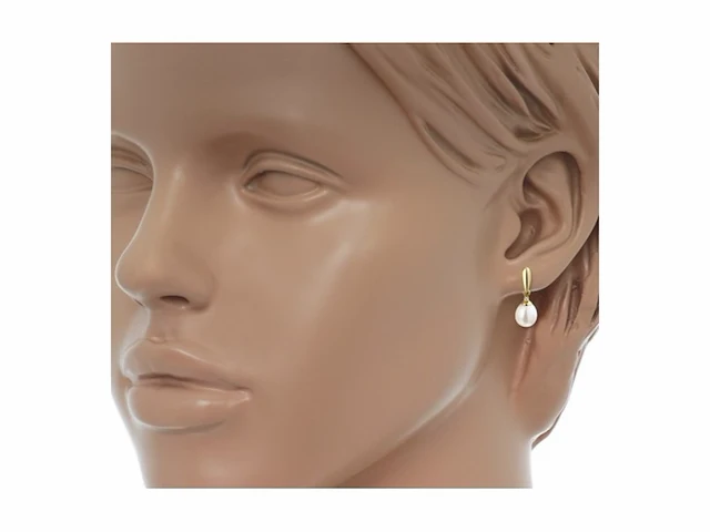 Marie celeste oorhangers parel en zirkonia 7.5 goud - afbeelding 2 van  3