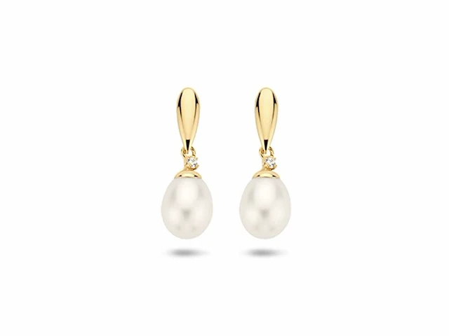 Marie celeste oorhangers parel en zirkonia 7.5 goud - afbeelding 3 van  3