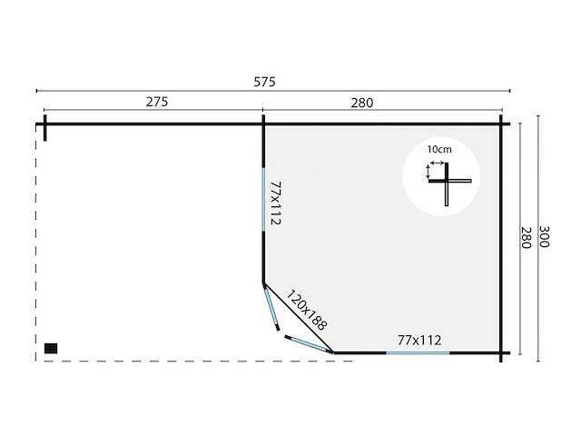 Markku - tuinhuis 28mm 5750x3000x2710mm onbehandeld - afbeelding 4 van  5
