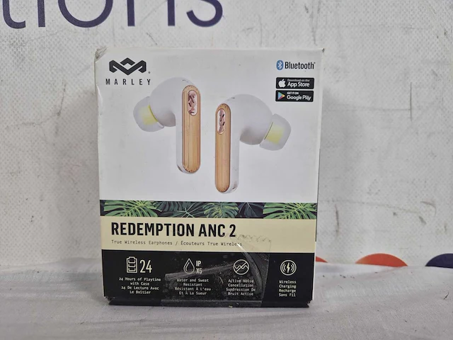 Marley redemption anc 2 bluetooth oordopjes - oortjes draadloos - 24 uur batterijduur - duurzaam - quick charge - noise cancelling - cream - afbeelding 2 van  2