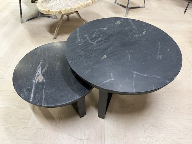 Marmeren salontafelset – nero marquina richfield, zwart, 2025 - afbeelding 1 van  3