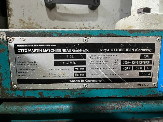 Martin - t20 - tafel- en spilfreesmachine - 2003 - afbeelding 10 van  18