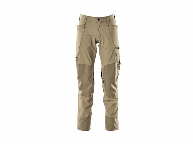 Mascotte broek met kniezakken, stretchstof broek maat 52 licht kaki - afbeelding 1 van  2