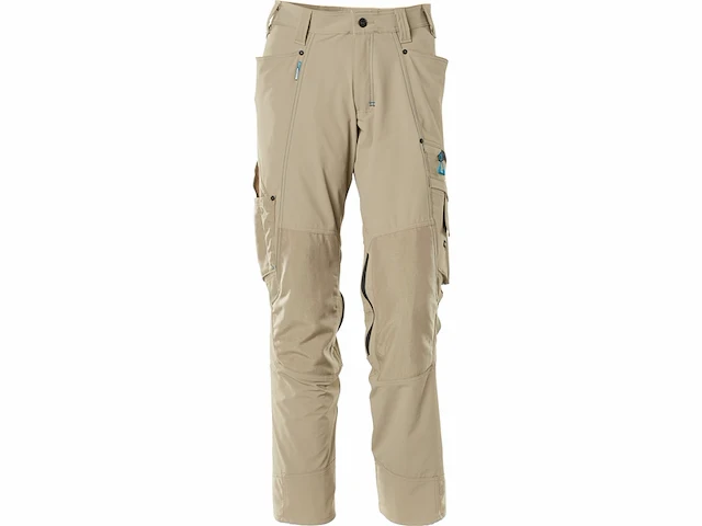 Mascotte broek met kniezakken, stretchstof broek maat 52 licht kaki - afbeelding 2 van  2