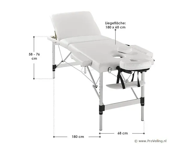 Massagetafel 3 zones wit - afbeelding 8 van  8