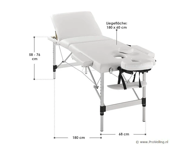 Massagetafel 3 zones wit - afbeelding 8 van  8