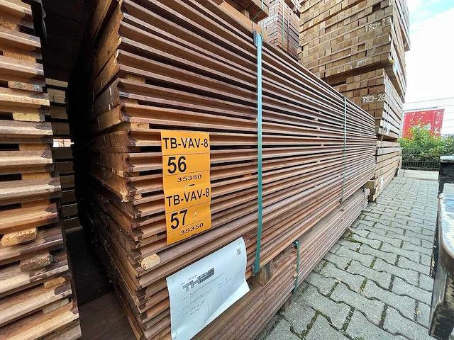 Massaranduba damwand- /paardenboxprofiel 2500x200x28mm (45x) - afbeelding 2 van  4