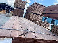 Massaranduba damwand- /paardenboxprofiel 3000x145x28mm (133x) - afbeelding 1 van  3