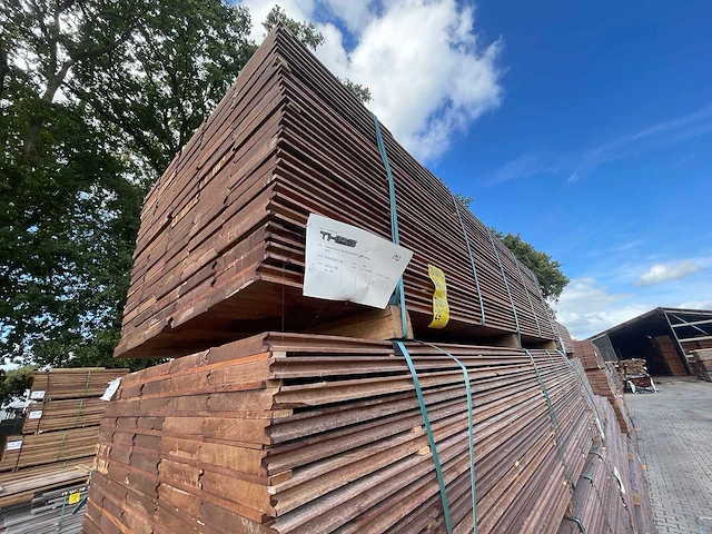 Massaranduba damwand -/paardenboxprofiel 3000x200x28mm (45x) - afbeelding 4 van  4