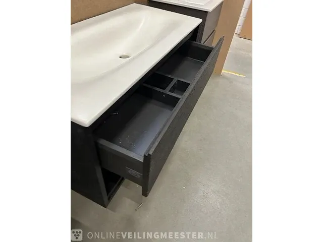 Massief eiken badmeubel + keramische wastafel finewood, badmeubel, black - afbeelding 10 van  10