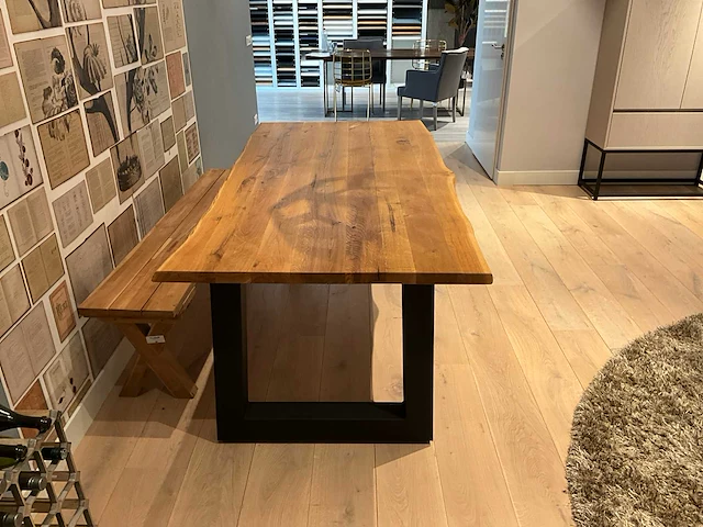 Massief eiken eetkamertafel 210x100 cm - afbeelding 2 van  3