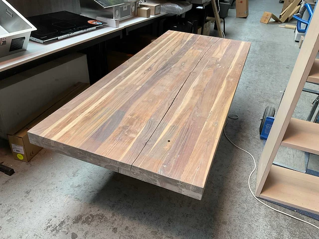 Massief houten eetkamertafel 210x90 cm - afbeelding 8 van  9