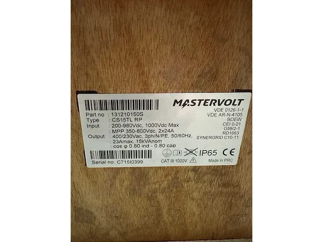 Mastervolt sunmaster cs15tl rp omvormer (22 kw dc) - afbeelding 5 van  8