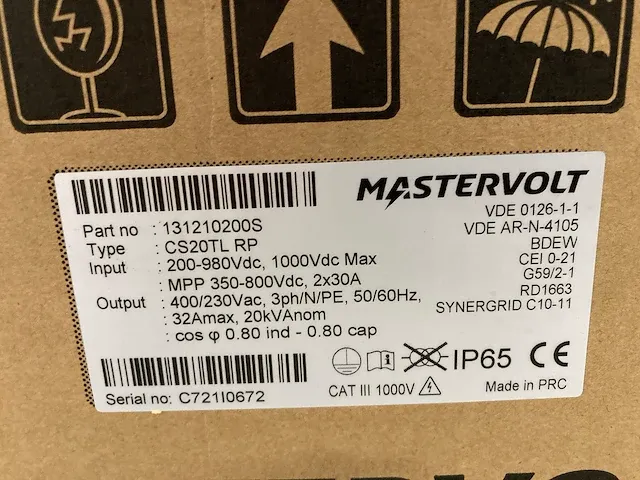 Mastervolt sunmaster cs20tl rp omvormer (22 kw dc) - afbeelding 2 van  11