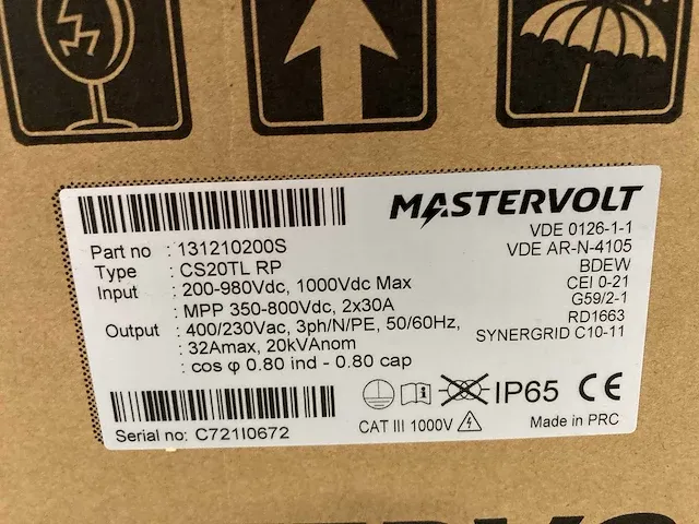 Mastervolt sunmaster cs20tl rp omvormer (22 kw dc) - afbeelding 2 van  11