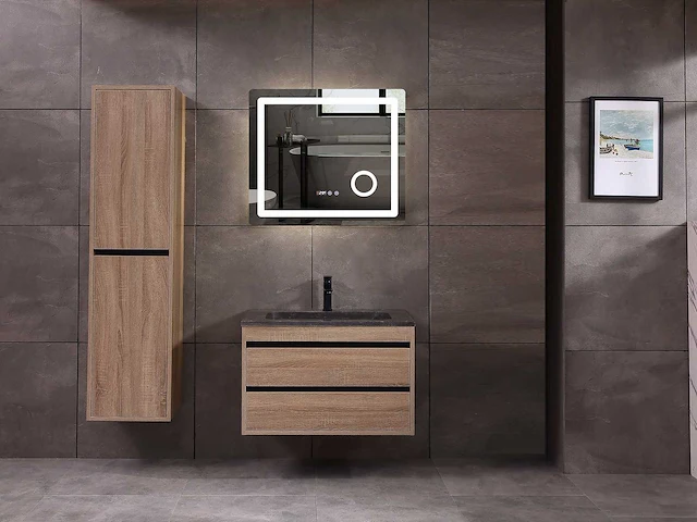 Mawialux badkamermeubel 1-persoons 80cm bruin eiken met hangkast - afbeelding 1 van  18