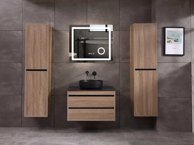 Mawialux badkamermeubel 1-persoons 80cm bruin eiken met hangkast - afbeelding 16 van  18