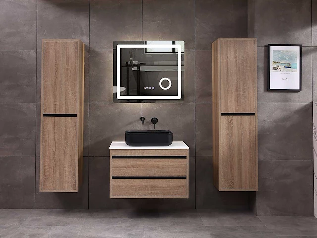 Mawialux badkamermeubel 1-persoons 80cm bruin eiken met hangkast - afbeelding 17 van  18