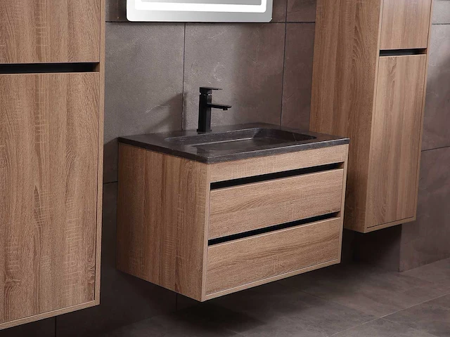 Mawialux badkamermeubel 1-persoons 80cm bruin eiken met hangkast - afbeelding 18 van  18