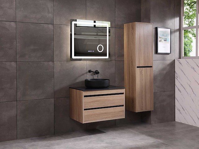 Mawialux badkamermeubel 1-persoons 80cm bruin eiken met hangkast - afbeelding 11 van  18