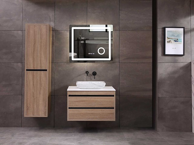 Mawialux badkamermeubel 1-persoons 80cm bruin eiken met hangkast - afbeelding 12 van  18