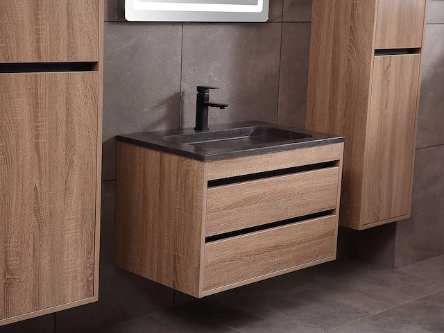 Mawialux badkamermeubel 1-persoons 80cm bruin eiken met hangkast - afbeelding 18 van  18