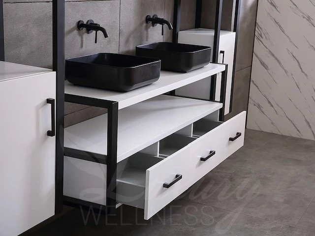 Mawialux badkamermeubel 150cm met 2 hangkasten - mat wit - afbeelding 3 van  30