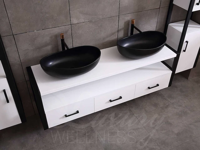 Mawialux badkamermeubel 150cm met 2 hangkasten - mat wit - afbeelding 4 van  30