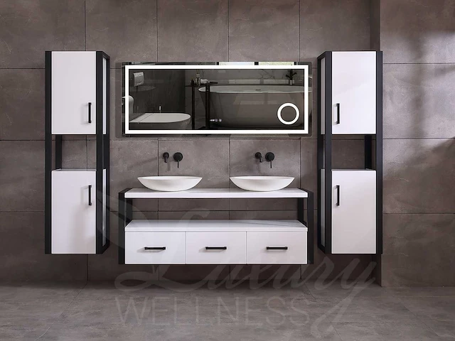 Mawialux badkamermeubel 150cm met 2 hangkasten - mat wit - afbeelding 1 van  30