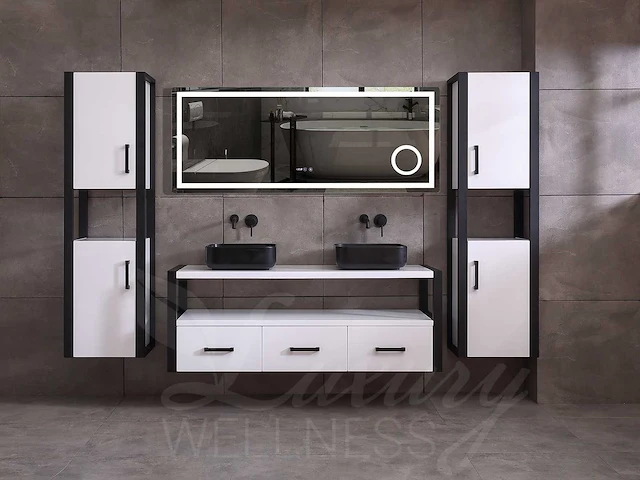 Mawialux badkamermeubel 150cm met 2 hangkasten - mat wit - afbeelding 12 van  30