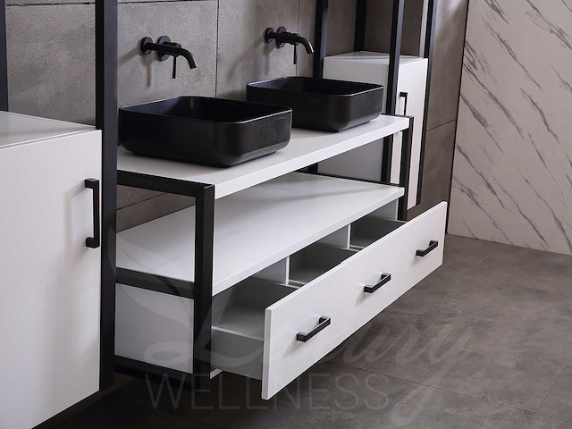 Mawialux badkamermeubel 150cm met 2 hangkasten - mat wit - afbeelding 3 van  30