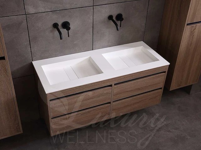 Mawialux badkamermeubel 2-persoons 120cm bruin eiken met hangkast - afbeelding 9 van  25