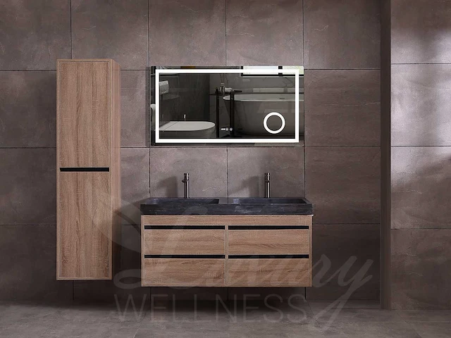 Mawialux badkamermeubel 2-persoons 120cm bruin eiken met hangkast - afbeelding 1 van  25