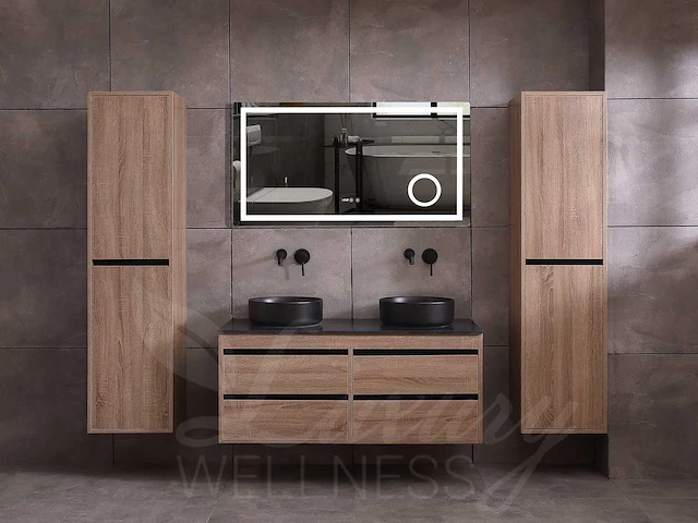 Mawialux badkamermeubel 2-persoons 120cm bruin eiken met hangkast - afbeelding 20 van  25