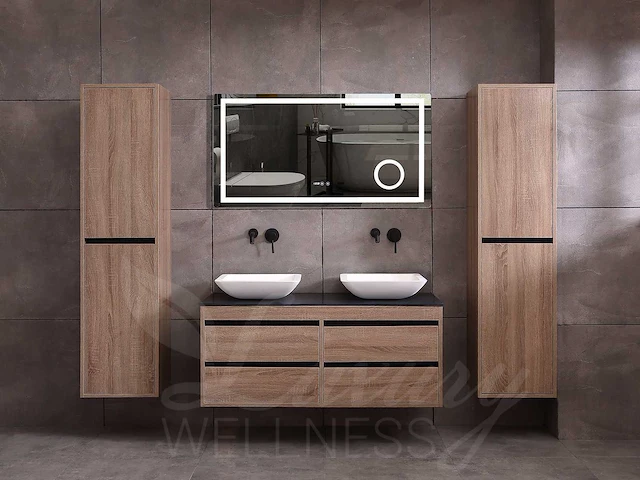 Mawialux badkamermeubel 2-persoons 120cm bruin eiken met hangkast - afbeelding 21 van  25