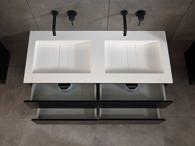 Mawialux badkamermeubel 2-persoons 120cm met hangkast - mat zwart - afbeelding 6 van  70