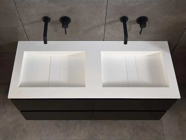 Mawialux badkamermeubel 2-persoons 120cm met hangkast - mat zwart - afbeelding 7 van  70