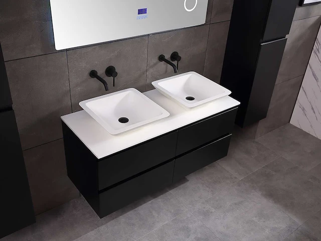 Mawialux badkamermeubel 2-persoons 120cm met hangkast - mat zwart - afbeelding 18 van  70